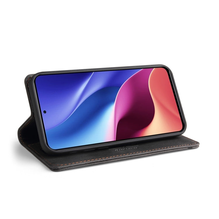 For Xiaomi Poco F3 Skin Feel Anti-theft Brush Horizontal Flip Leather Case with Holder & Card Slots & Wallet