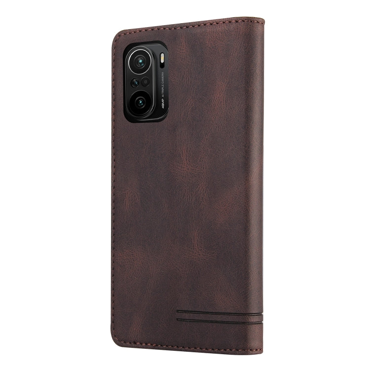 For Xiaomi Poco F3 Skin Feel Anti-theft Brush Horizontal Flip Leather Case with Holder & Card Slots & Wallet