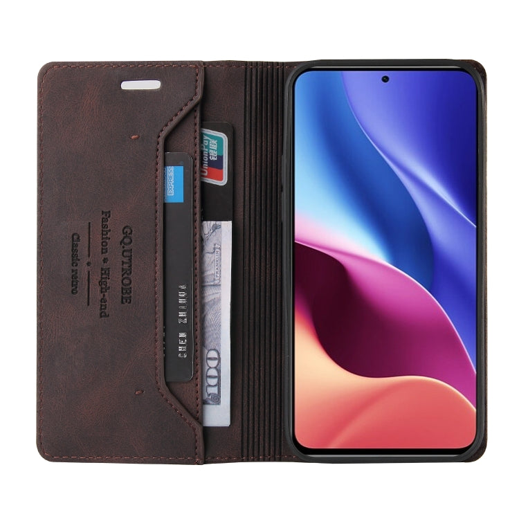 For Xiaomi Poco F3 Skin Feel Anti-theft Brush Horizontal Flip Leather Case with Holder & Card Slots & Wallet