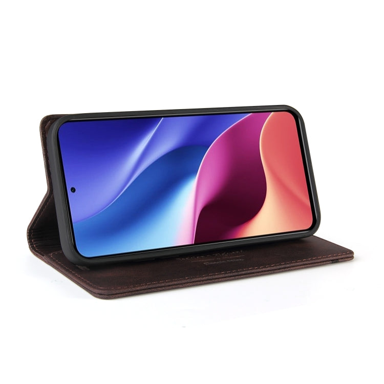 For Xiaomi Poco F3 Skin Feel Anti-theft Brush Horizontal Flip Leather Case with Holder & Card Slots & Wallet