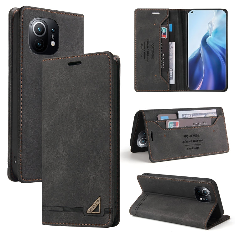 For Xiaomi Mi 11 Skin Feel Anti-theft Brush Horizontal Flip Leather Case with Holder & Card Slots & Wallet