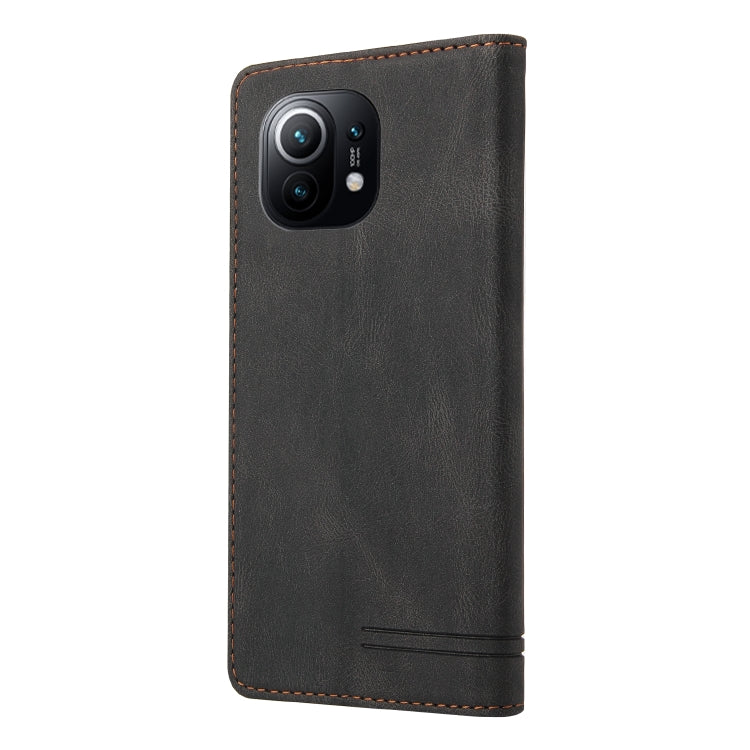 For Xiaomi Mi 11 Skin Feel Anti-theft Brush Horizontal Flip Leather Case with Holder & Card Slots & Wallet