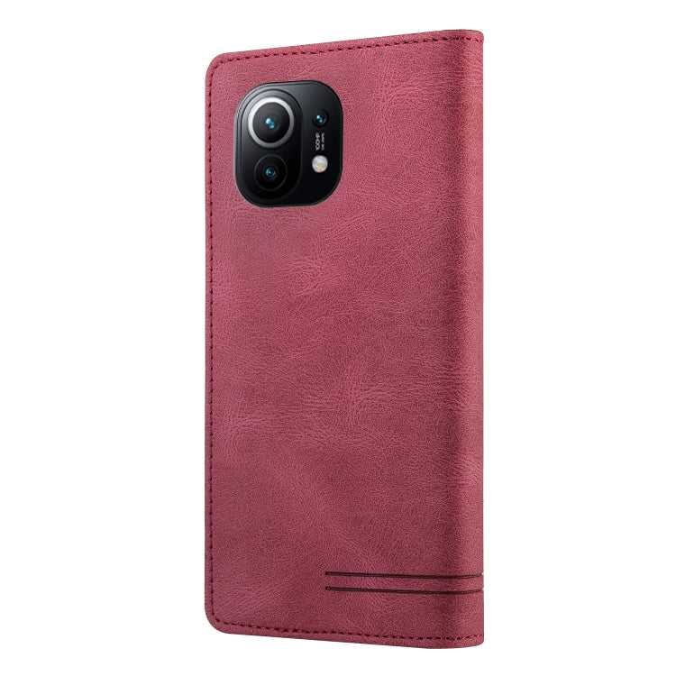 For Xiaomi Mi 11 Skin Feel Anti-theft Brush Horizontal Flip Leather Case with Holder & Card Slots & Wallet