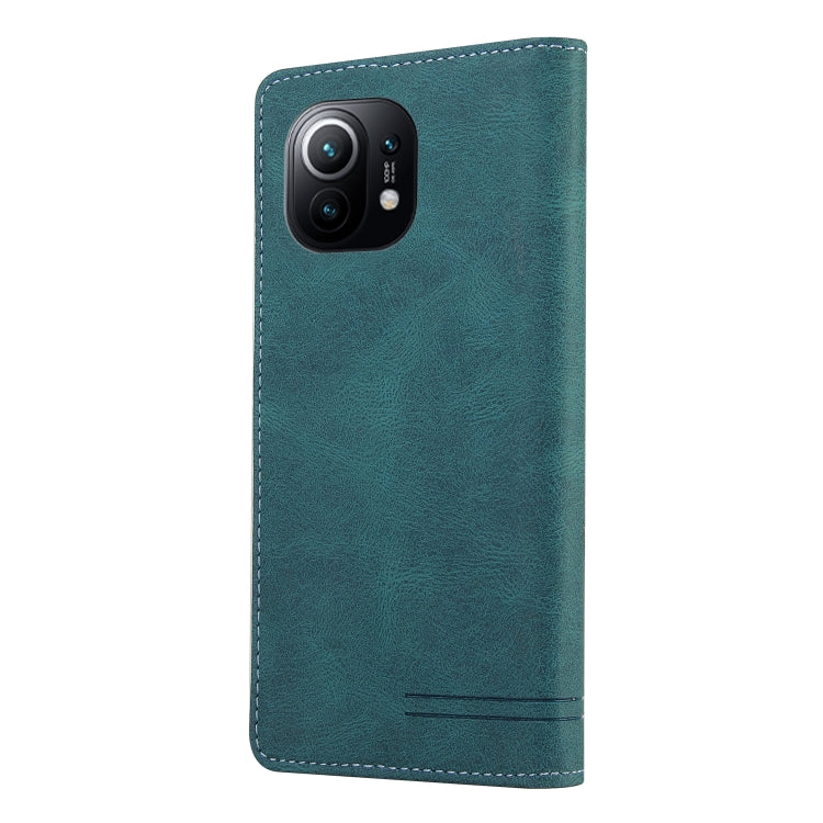 For Xiaomi Mi 11 Skin Feel Anti-theft Brush Horizontal Flip Leather Case with Holder & Card Slots & Wallet