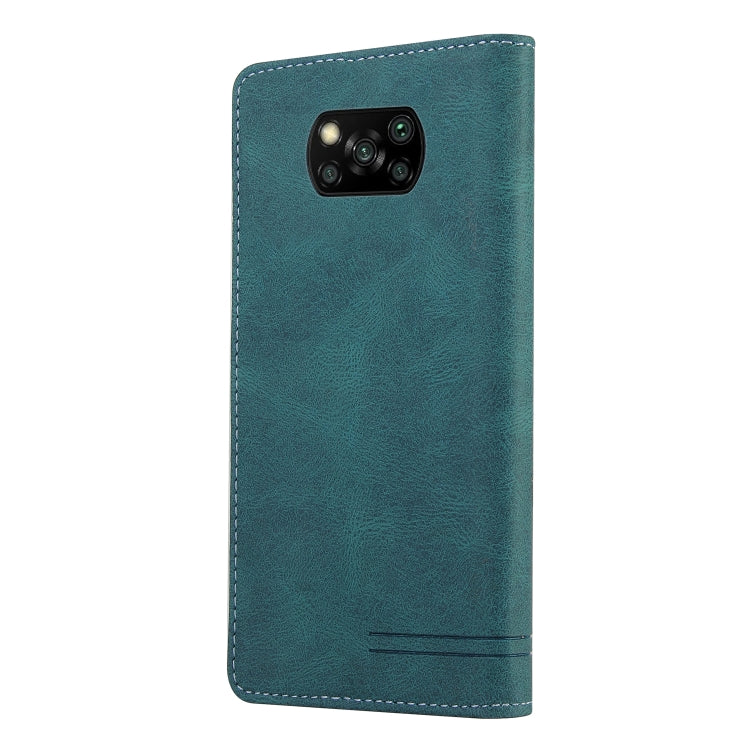 For Xiaomi Poco X3 NFC Skin Feel Anti-theft Brush Horizontal Flip Leather Case with Holder & Card Slots & Wallet