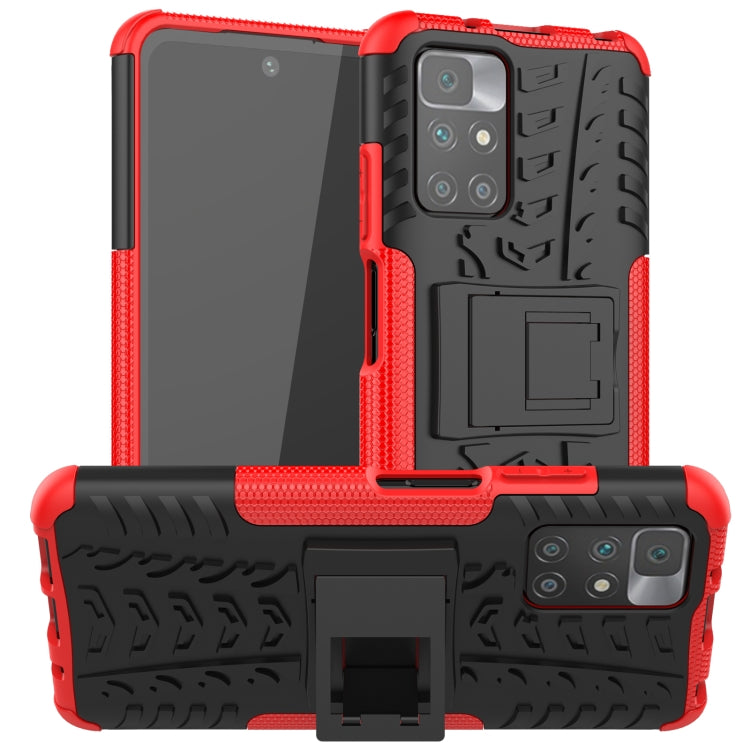 For Xiaomi Redmi 10 Tire Texture Shockproof TPU+PC Protective Case with Holder