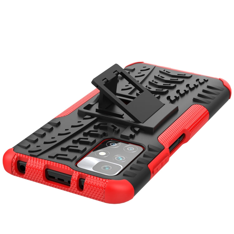 For Xiaomi Redmi 10 Tire Texture Shockproof TPU+PC Protective Case with Holder