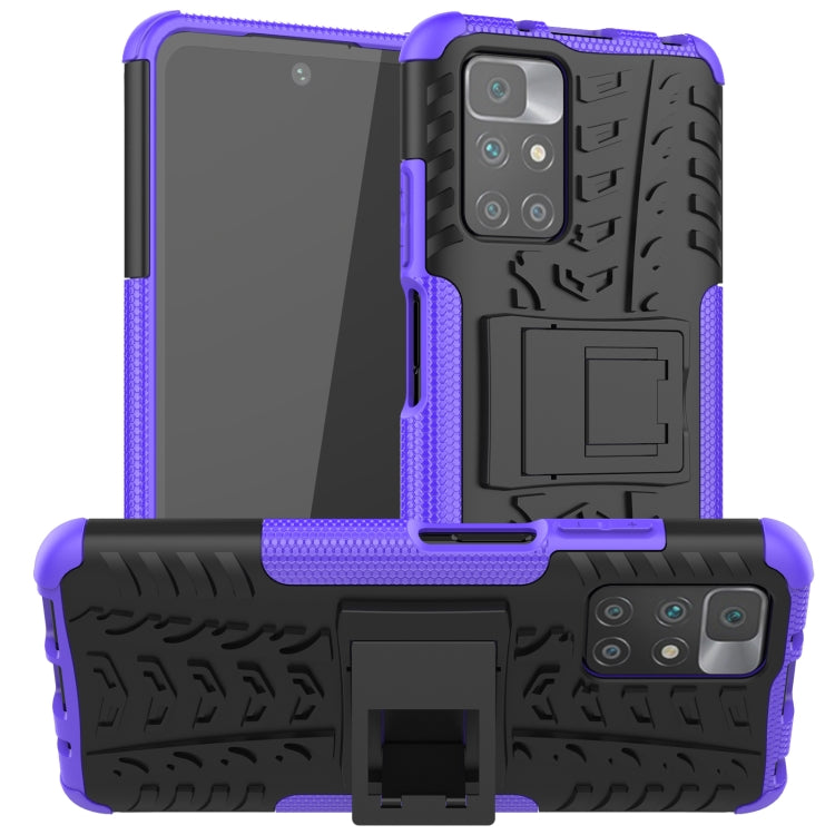 For Xiaomi Redmi 10 Tire Texture Shockproof TPU+PC Protective Case with Holder