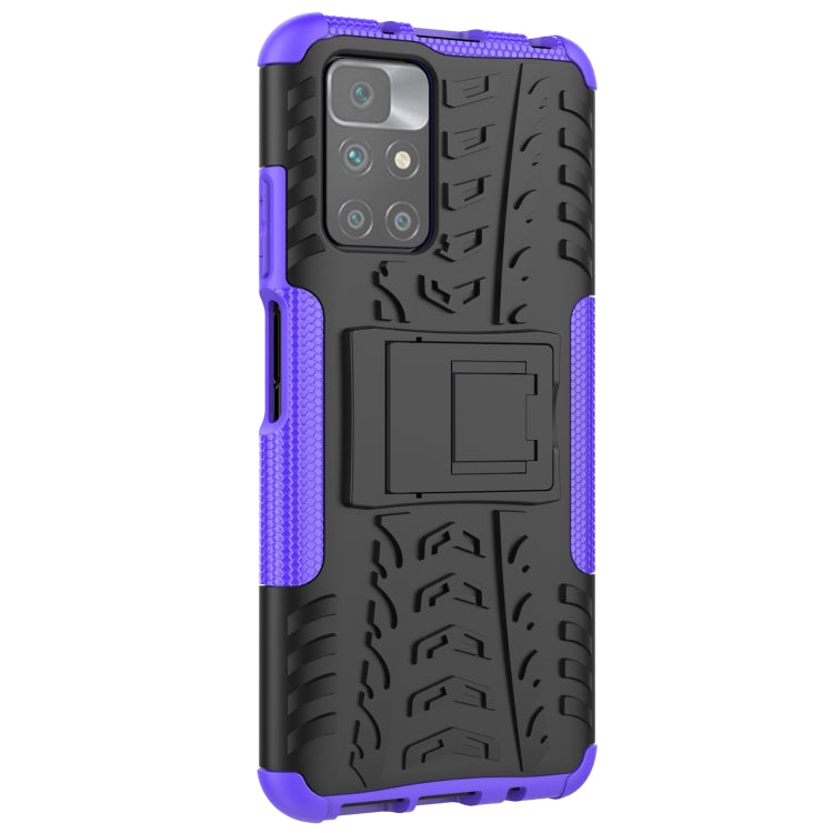 For Xiaomi Redmi 10 Tire Texture Shockproof TPU+PC Protective Case with Holder