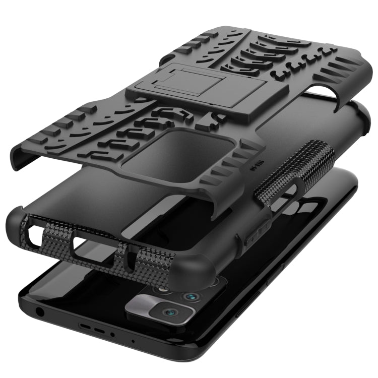 For Xiaomi Redmi 10 Tire Texture Shockproof TPU+PC Protective Case with Holder