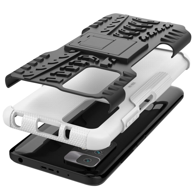 For Xiaomi Redmi 10 Tire Texture Shockproof TPU+PC Protective Case with Holder