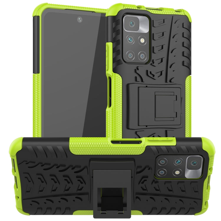 For Xiaomi Redmi 10 Tire Texture Shockproof TPU+PC Protective Case with Holder