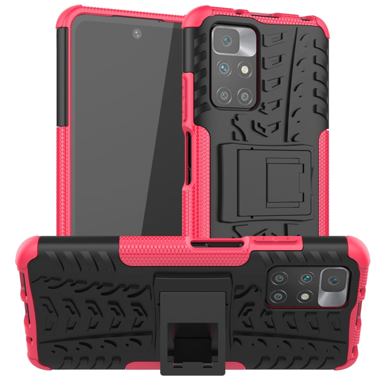 For Xiaomi Redmi 10 Tire Texture Shockproof TPU+PC Protective Case with Holder