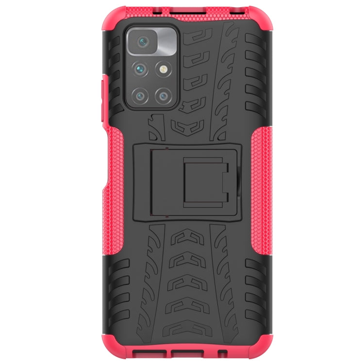 For Xiaomi Redmi 10 Tire Texture Shockproof TPU+PC Protective Case with Holder