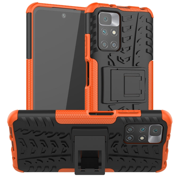 For Xiaomi Redmi 10 Tire Texture Shockproof TPU+PC Protective Case with Holder
