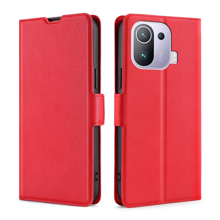 For Xiaomi Mi 11 Pro Ultra-thin Voltage Side Buckle PU + TPU Horizontal Flip Leather Case with Holder & Card Slot