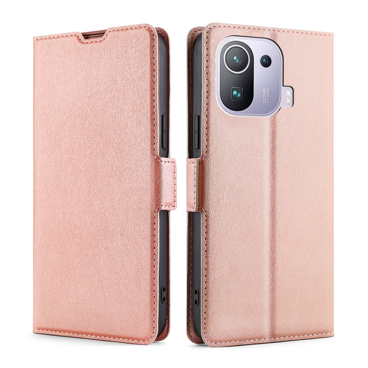 For Xiaomi Mi 11 Pro Ultra-thin Voltage Side Buckle PU + TPU Horizontal Flip Leather Case with Holder & Card Slot