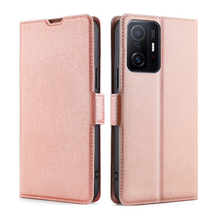 For Xiaomi 11T Ultra-thin Voltage Side Buckle PU + TPU Horizontal Flip Leather Case with Holder & Card Slot