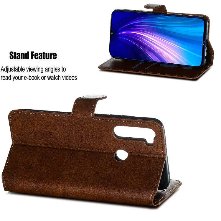 For Xiaomi Redmi Note 8 Solid Color Buckle Horizontal Flip Leather Case with Wallet & Holder & Card Slots