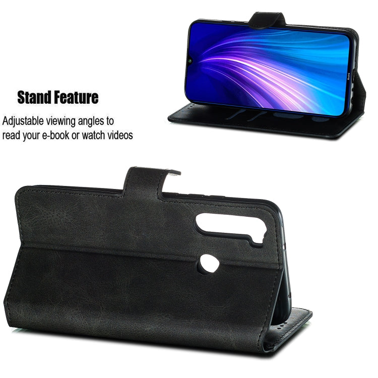 For Xiaomi Redmi Note 8 Solid Color Buckle Horizontal Flip Leather Case with Wallet & Holder & Card Slots