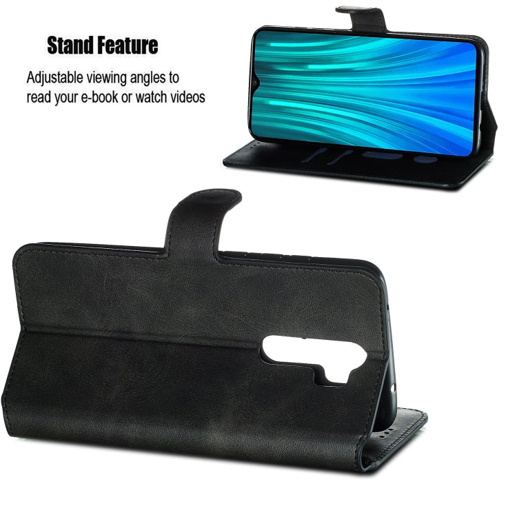 For Xiaomi Redmi Note 8 Pro Solid Color Buckle Horizontal Flip Leather Case with Wallet & Holder & Card Slots