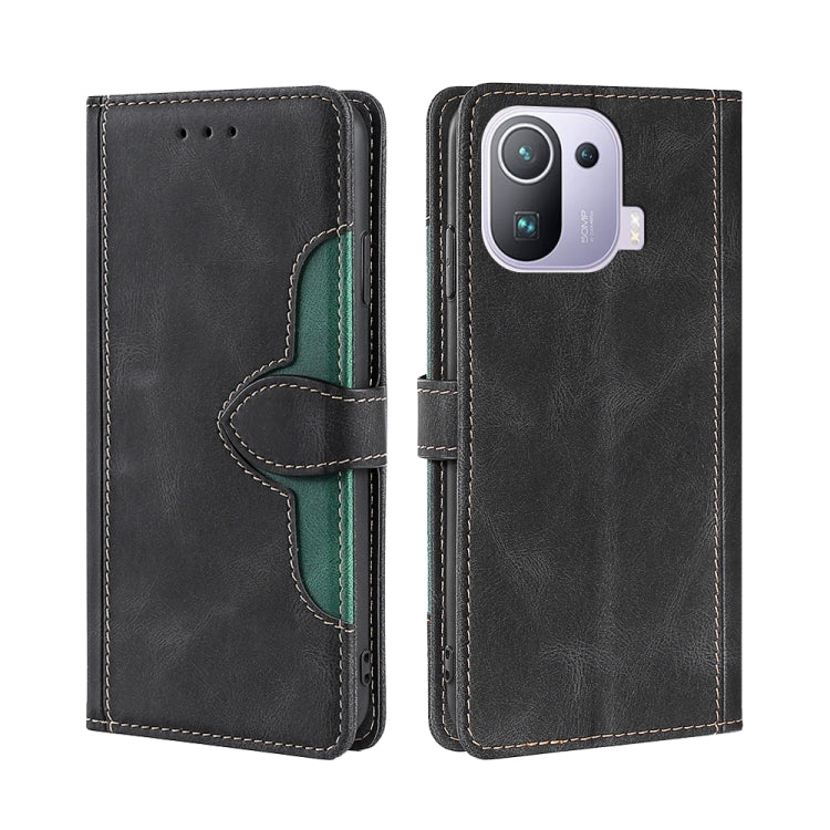 For Xiaomi Mi 11 Pro Skin Feel Straw Hat Magnetic Buckle Horizontal Flip PU Leather Case with Holder & Card Slots & Wallet