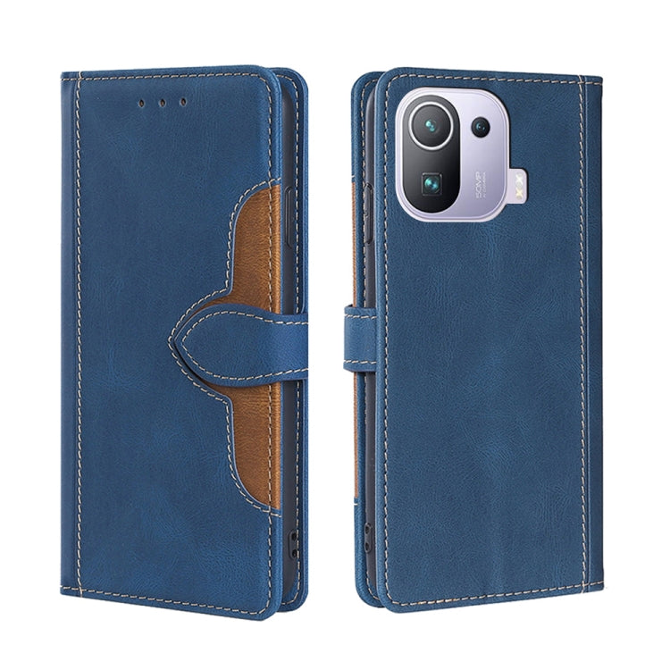 For Xiaomi Mi 11 Pro Skin Feel Straw Hat Magnetic Buckle Horizontal Flip PU Leather Case with Holder & Card Slots & Wallet