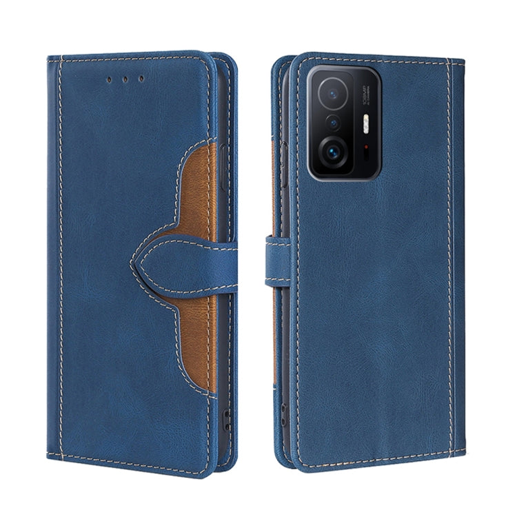 For Xiaomi Mi 11T Skin Feel Straw Hat Magnetic Buckle Horizontal Flip PU Leather Case with Holder & Card Slots & Wallet