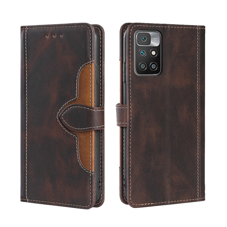 For Xiaomi Redmi 10 Skin Feel Straw Hat Magnetic Buckle Horizontal Flip PU Leather Case with Holder & Card Slots & Wallet