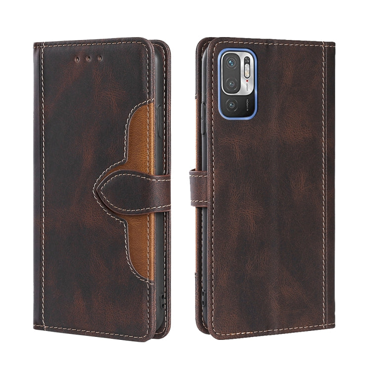 For Xiaomi Redmi Note 10 5G / Poco M3 Pro 5G Skin Feel Straw Hat Magnetic Buckle Horizontal Flip PU Leather Case with Holder & Card Slots & Wallet