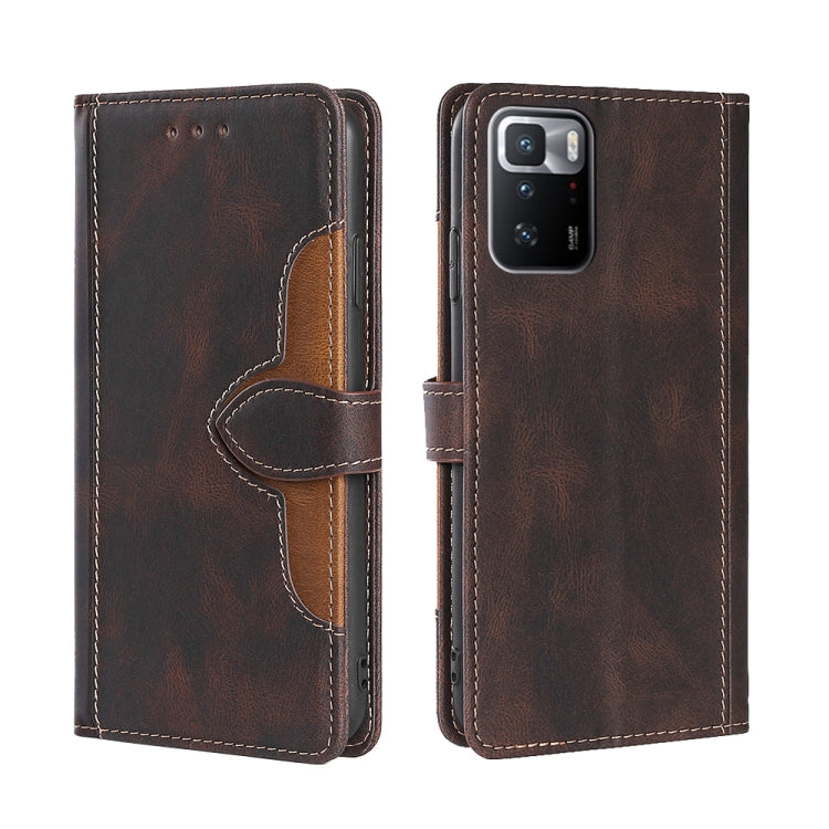 For Xiaomi Redmi Note 10 Pro 5G Skin Feel Straw Hat Magnetic Buckle Horizontal Flip PU Leather Case with Holder & Card Slots & Wallet
