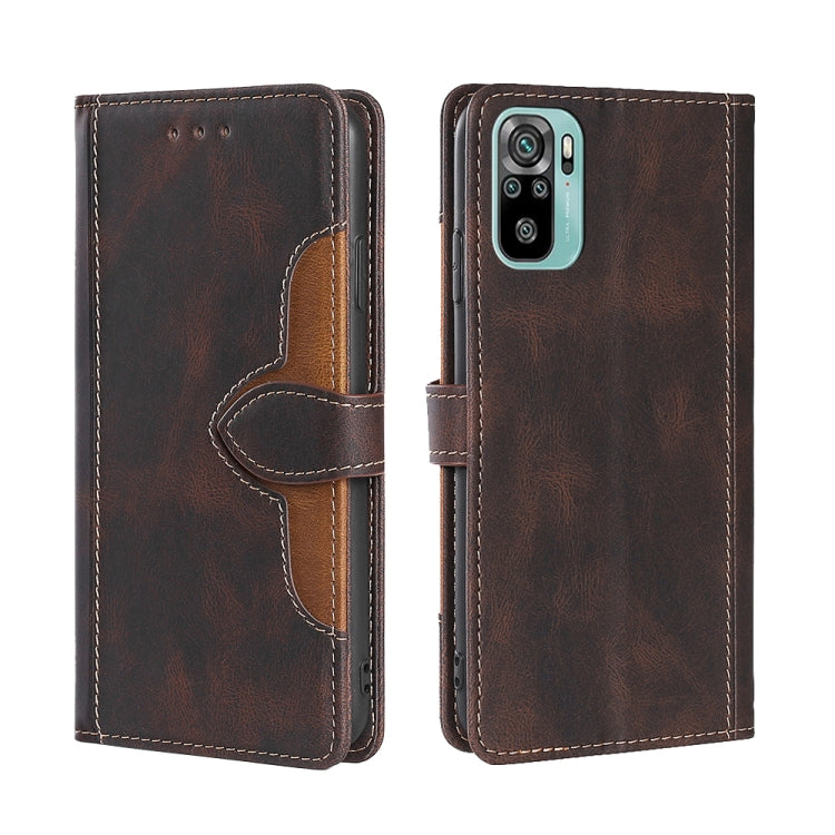 For Xiaomi Redmi Note 10 / Note 10S Skin Feel Straw Hat Magnetic Buckle Horizontal Flip PU Leather Case with Holder & Card Slots & Wallet
