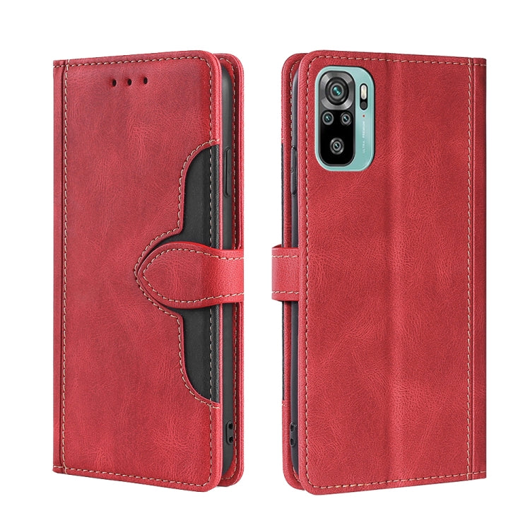 For Xiaomi Redmi Note 10 / Note 10S Skin Feel Straw Hat Magnetic Buckle Horizontal Flip PU Leather Case with Holder & Card Slots & Wallet