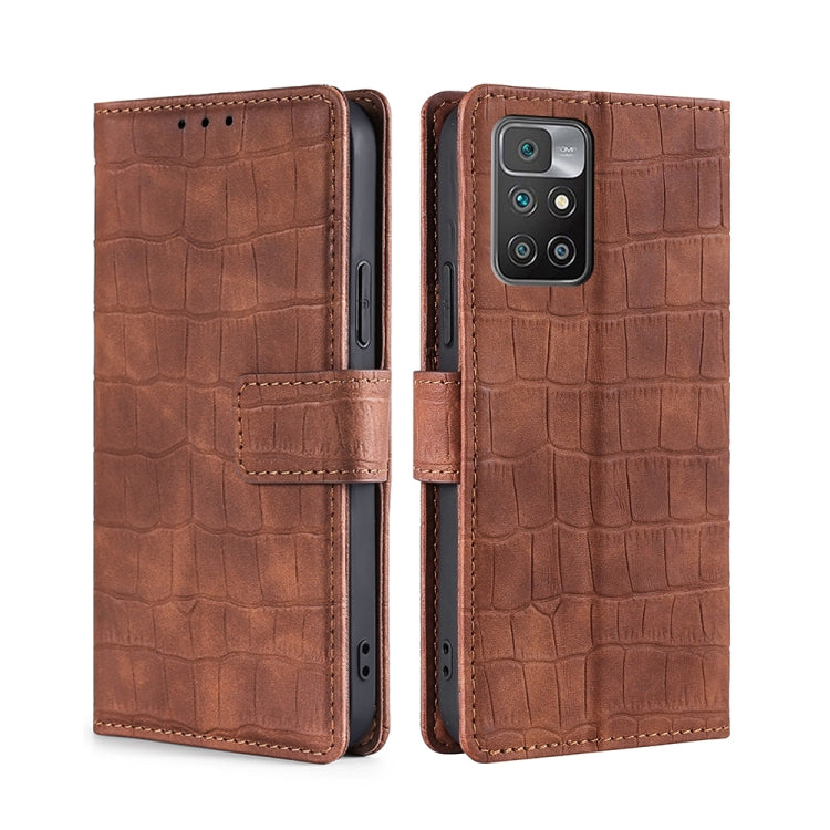 For Xiaomi Redmi 10 Skin Feel Crocodile Texture Magnetic Clasp Horizontal Flip PU Leather Case with Holder & Card Slots & Wallet