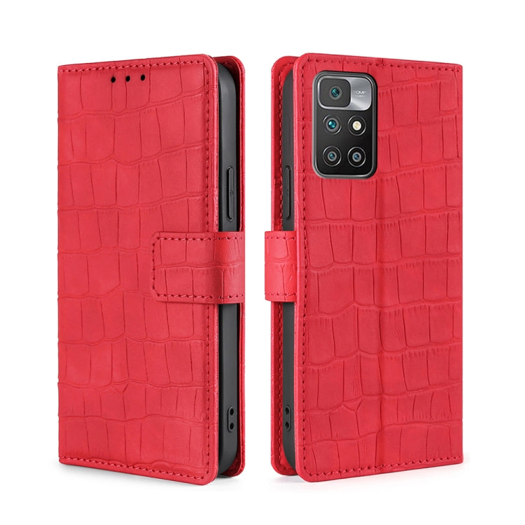 For Xiaomi Redmi 10 Skin Feel Crocodile Texture Magnetic Clasp Horizontal Flip PU Leather Case with Holder & Card Slots & Wallet