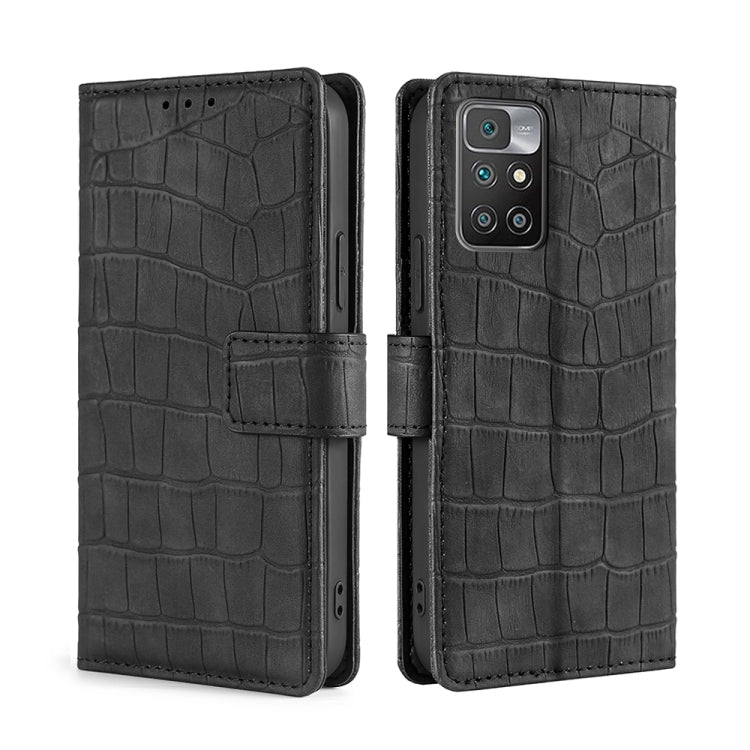 For Xiaomi Redmi 10 Skin Feel Crocodile Texture Magnetic Clasp Horizontal Flip PU Leather Case with Holder & Card Slots & Wallet
