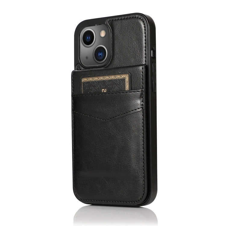 For iPhone 13 Solid Color PC + TPU Protective Case with Holder & Card Slots