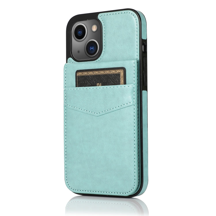 For iPhone 13 Solid Color PC + TPU Protective Case with Holder & Card Slots