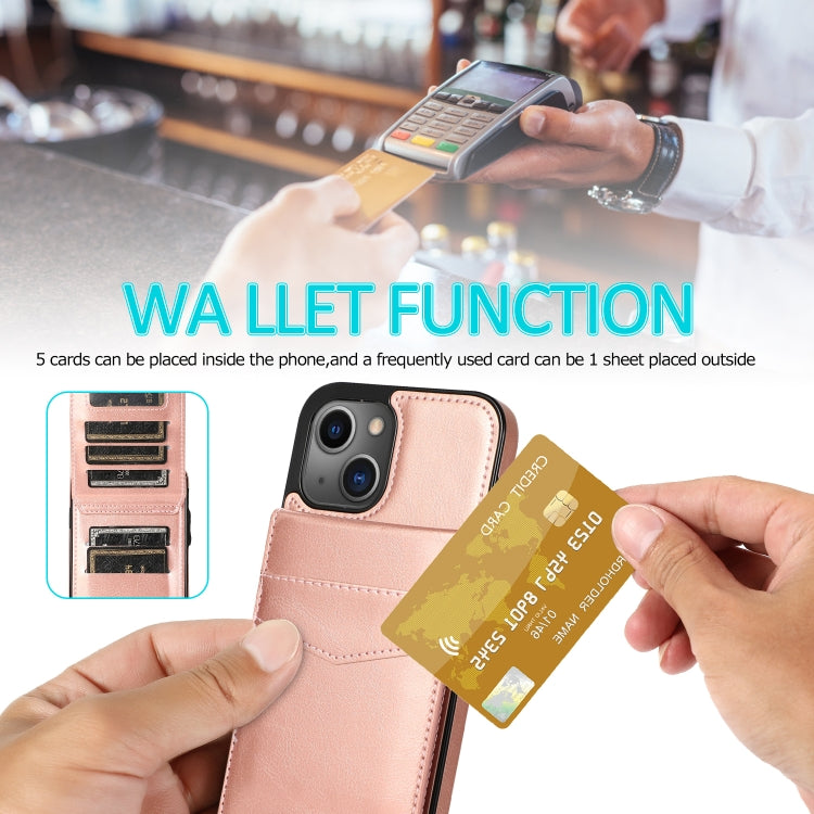 For iPhone 13 Solid Color PC + TPU Protective Case with Holder & Card Slots