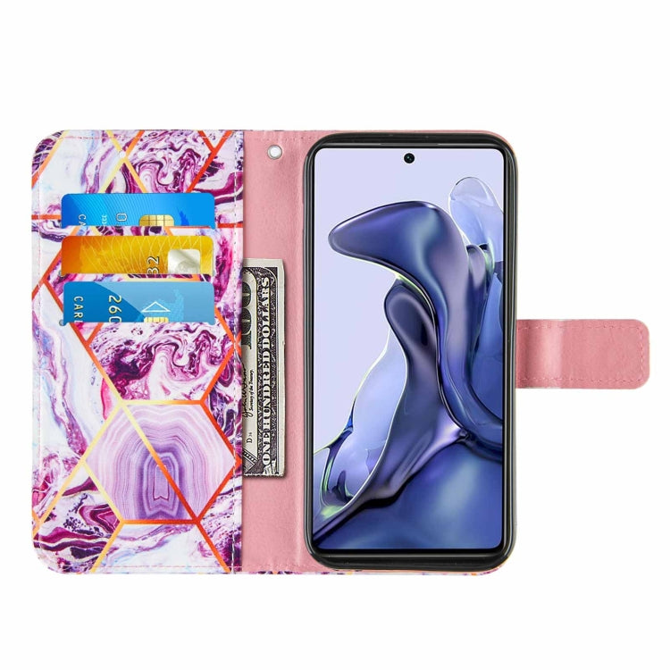 For Xiaomi Mi 11T Marble Stitching Horizontal Flip PU Leather Case with Holder & Card Slots & Wallet & Lanyard