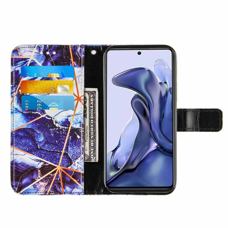 For Xiaomi Mi 11T Marble Stitching Horizontal Flip PU Leather Case with Holder & Card Slots & Wallet & Lanyard