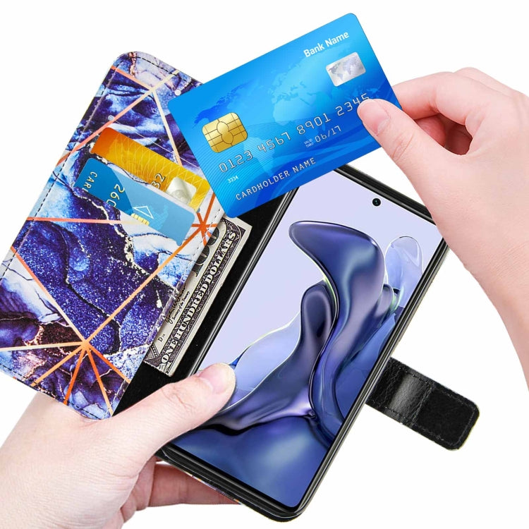 For Xiaomi Mi 11T Marble Stitching Horizontal Flip PU Leather Case with Holder & Card Slots & Wallet & Lanyard