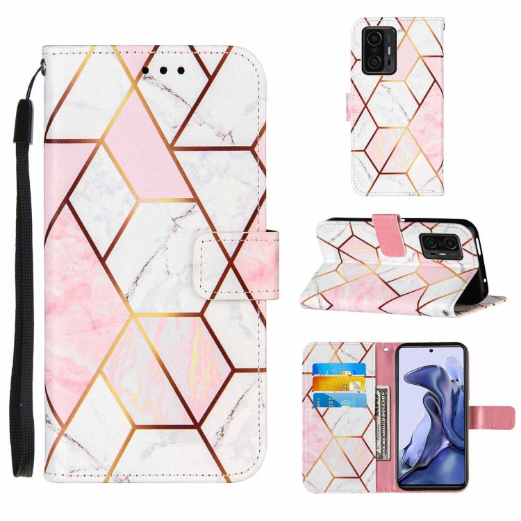For Xiaomi Mi 11T Marble Stitching Horizontal Flip PU Leather Case with Holder & Card Slots & Wallet & Lanyard