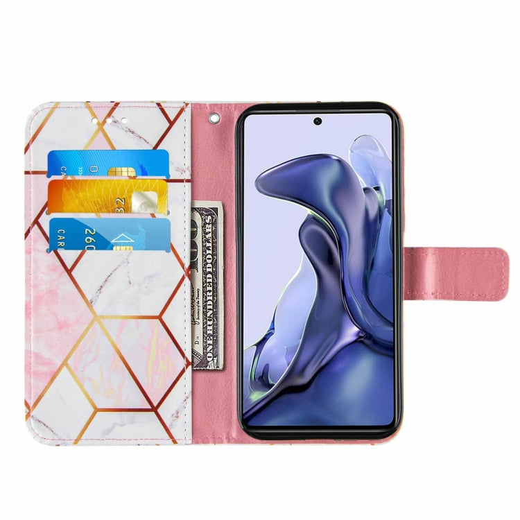 For Xiaomi Mi 11T Marble Stitching Horizontal Flip PU Leather Case with Holder & Card Slots & Wallet & Lanyard