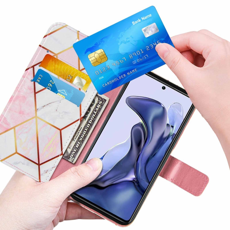 For Xiaomi Mi 11T Marble Stitching Horizontal Flip PU Leather Case with Holder & Card Slots & Wallet & Lanyard