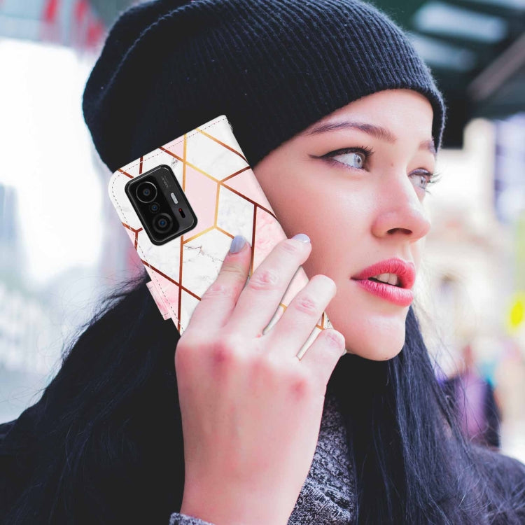 For Xiaomi Mi 11T Marble Stitching Horizontal Flip PU Leather Case with Holder & Card Slots & Wallet & Lanyard