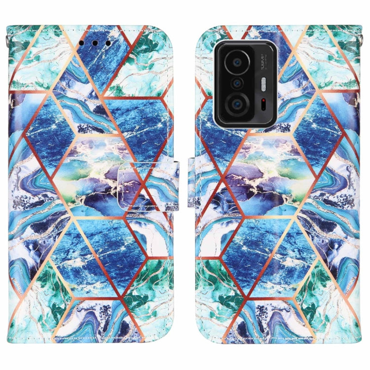 For Xiaomi Mi 11T Marble Stitching Horizontal Flip PU Leather Case with Holder & Card Slots & Wallet & Lanyard