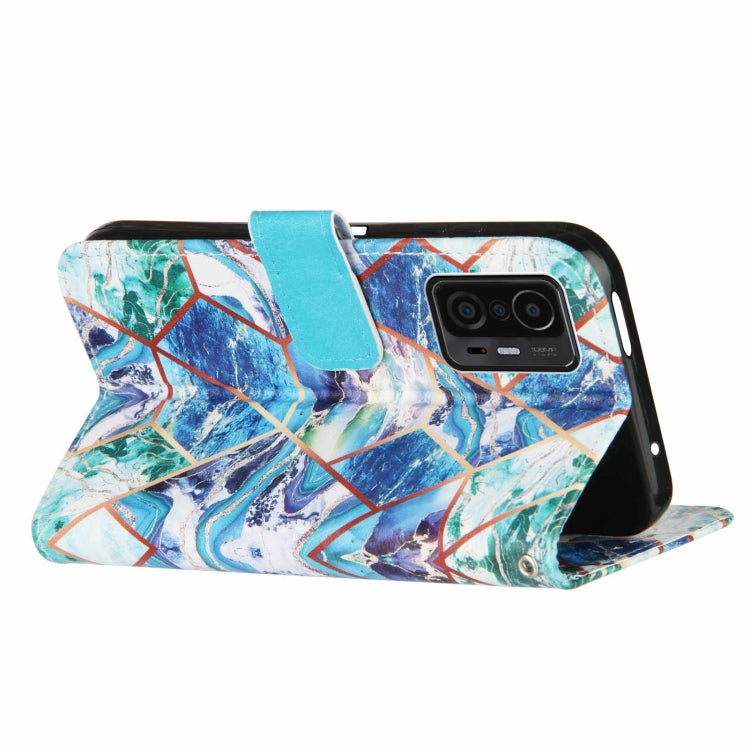 For Xiaomi Mi 11T Marble Stitching Horizontal Flip PU Leather Case with Holder & Card Slots & Wallet & Lanyard