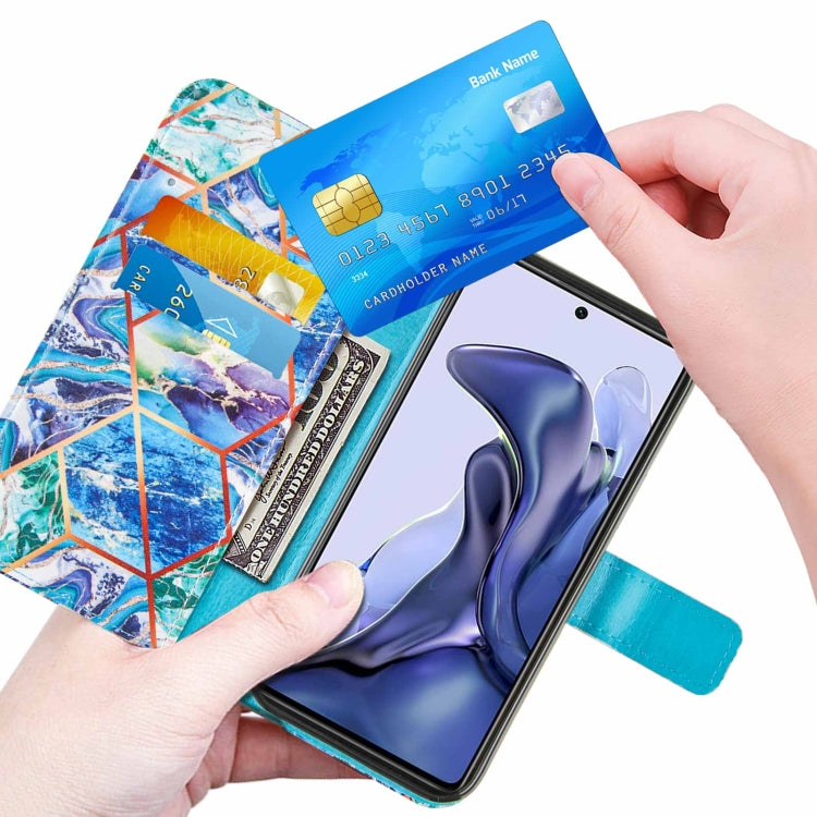 For Xiaomi Mi 11T Marble Stitching Horizontal Flip PU Leather Case with Holder & Card Slots & Wallet & Lanyard