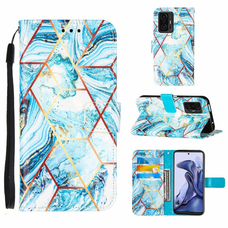 For Xiaomi Mi 11T Marble Stitching Horizontal Flip PU Leather Case with Holder & Card Slots & Wallet & Lanyard